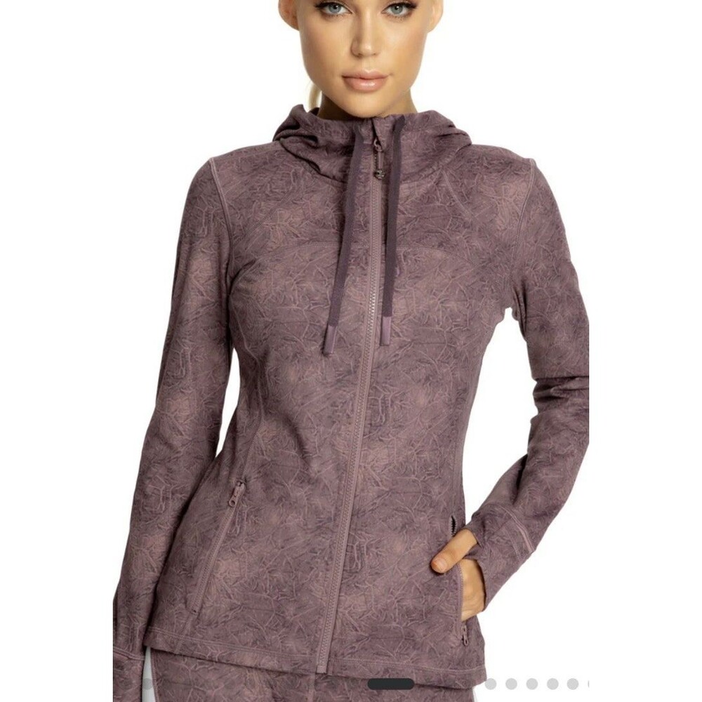 Queenieke Womens Mauve Hooded Slim Jacket Athleisure Full Zip  Jacket L EUC